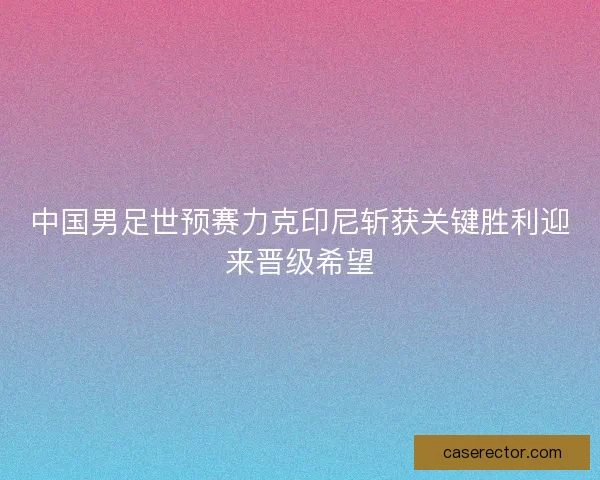 中国男足世预赛力克印尼斩获关键胜利迎来晋级希望